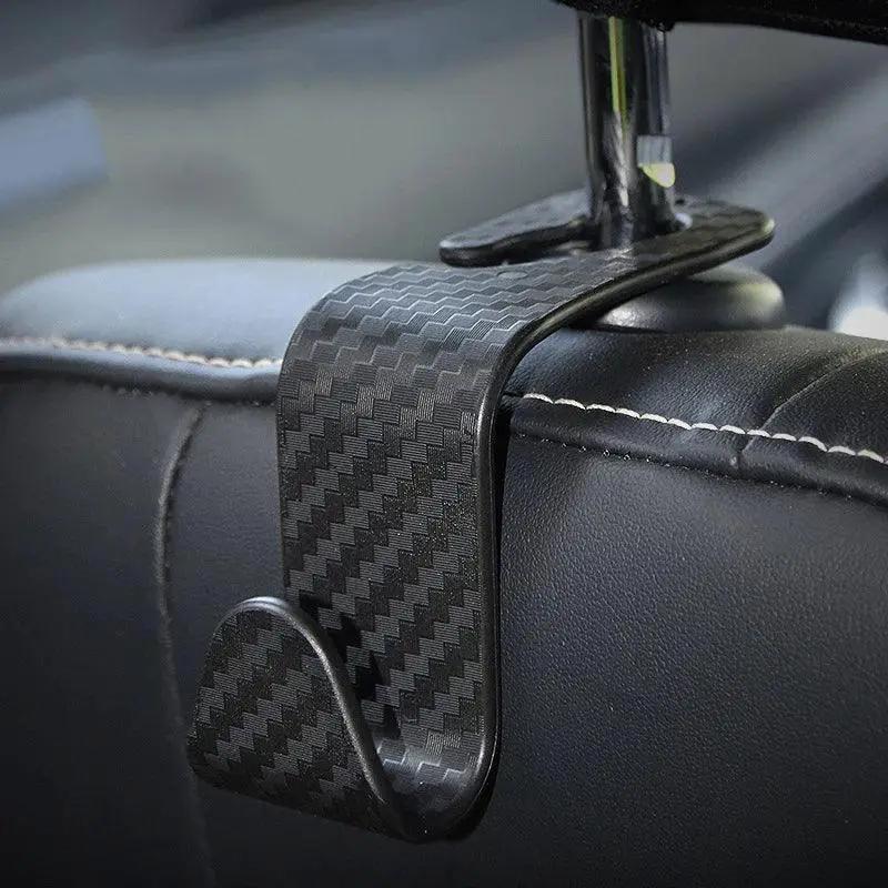 Carbon Fibre Car Seat Organizer Hooks For Handbags