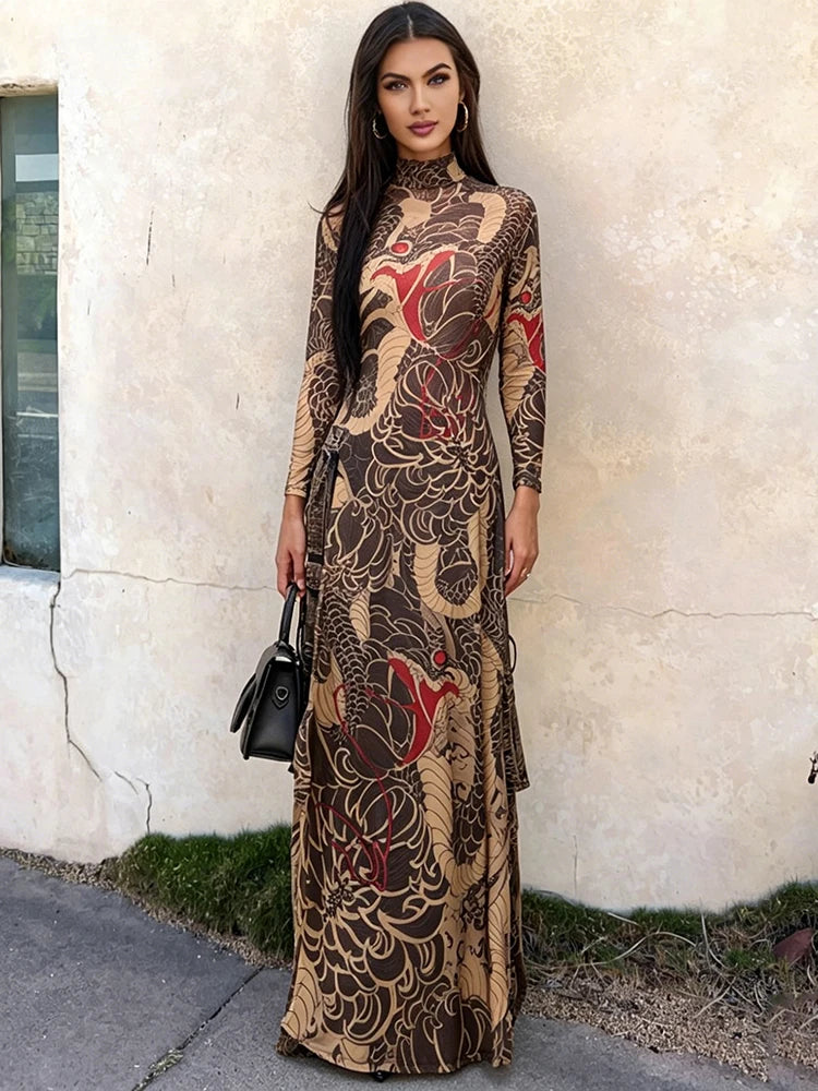 NIBBER Snake Print Sheer Blouse