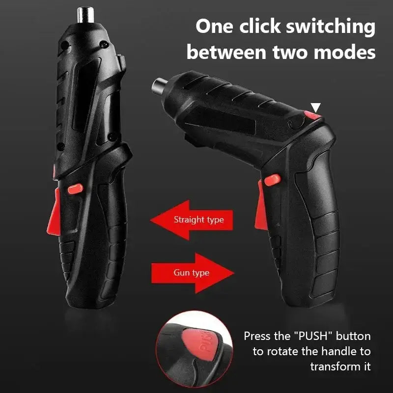 Portable Electric Screwdriver Cordless 2 in 1 Rotated 90 Degrees Rechargeable Screwdriver with LED for Home Office DIY Tools