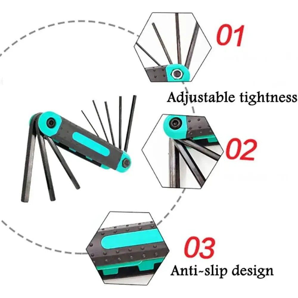 8 In 1 Folding Hex Wrench Set Metal Metric Allen Wrench