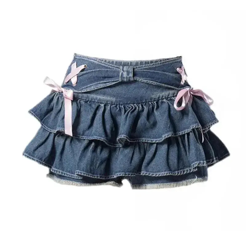Mini Denim Skirts Sweet Gothic Streetwear for Summer Fashion - OurLum.com