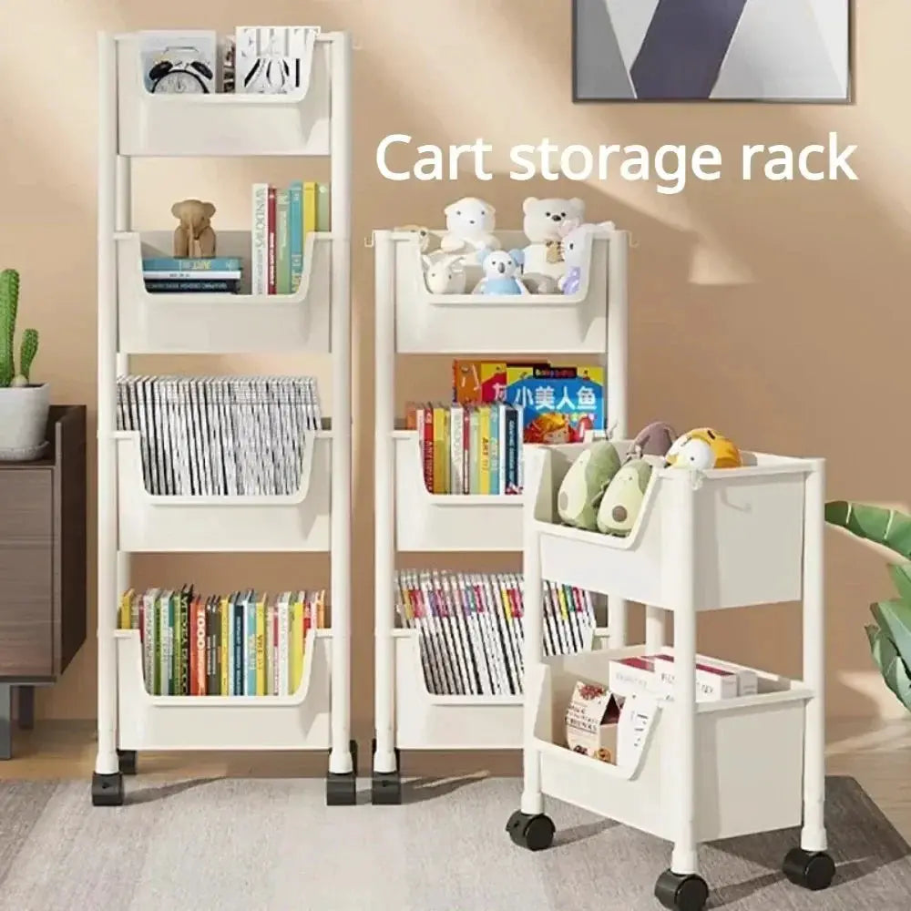 Trolley Bookshelf Portable Kitchen Storage Rack On Wheels - OurLum.com