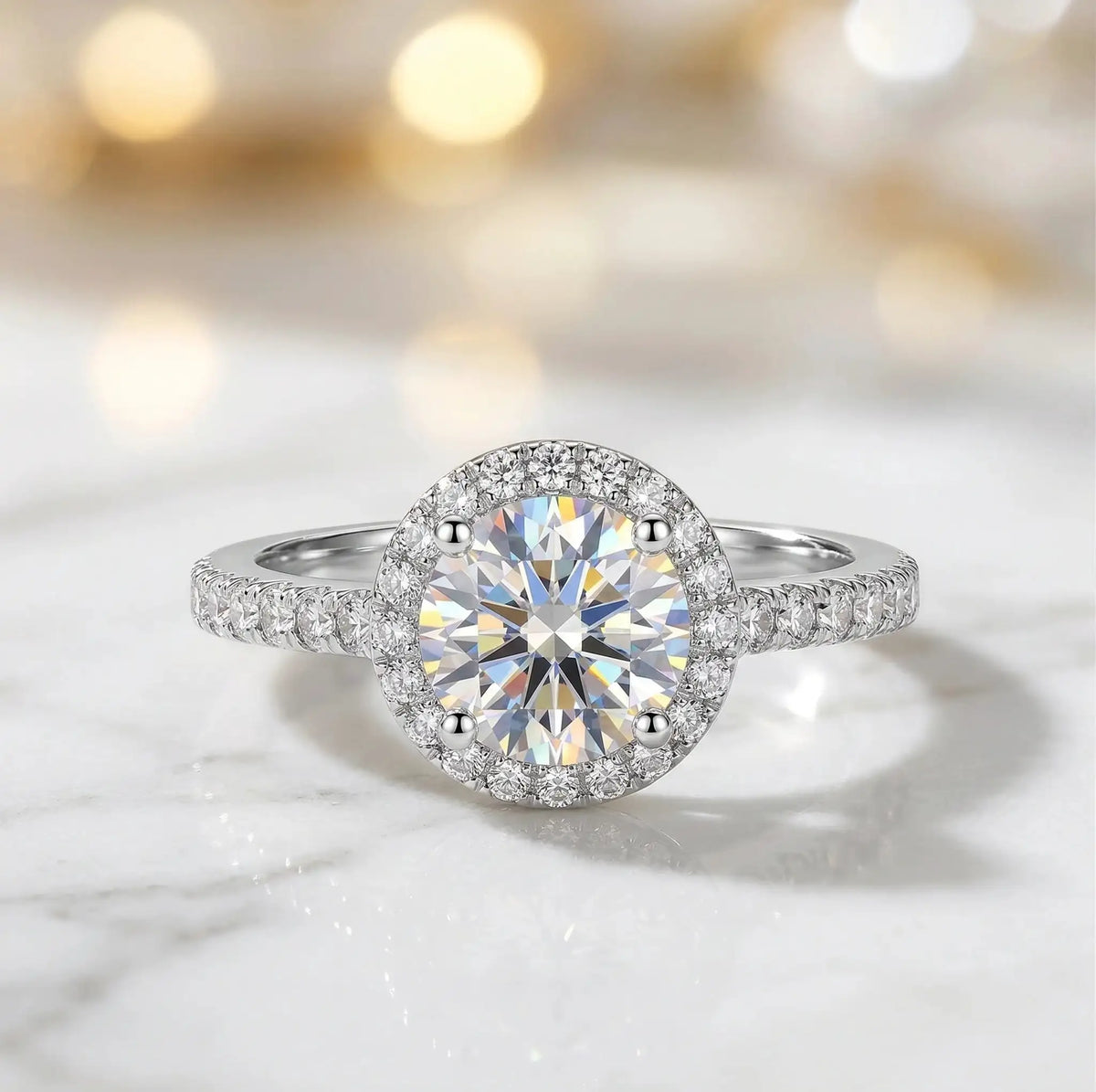 Round Moissanite Ring in Sterling Silver Classic — product view 2