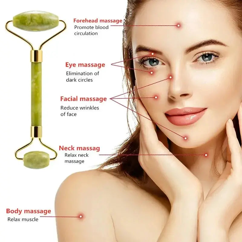 Quartz Stone Face Roller Set Gua Sha For Natural Skin Care