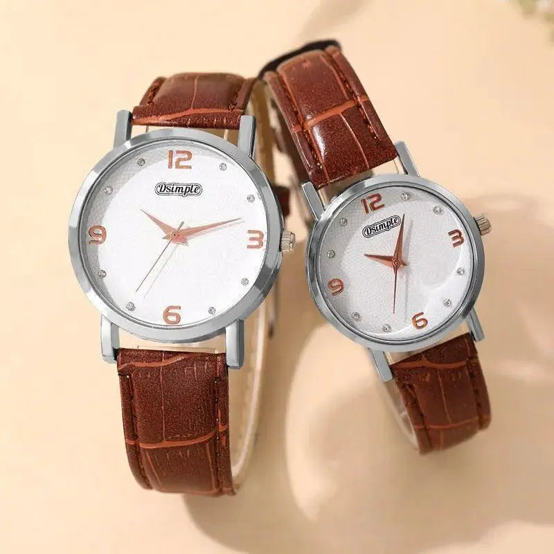Luxury Leather Quartz Watches Set for Couples Stylish Duo
