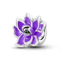 Silver Plated Purple Charm Flower