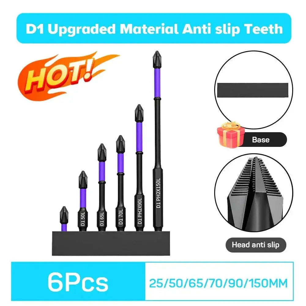 Magnetic Impact Screwdriver Set With Non Slip Cross Bits