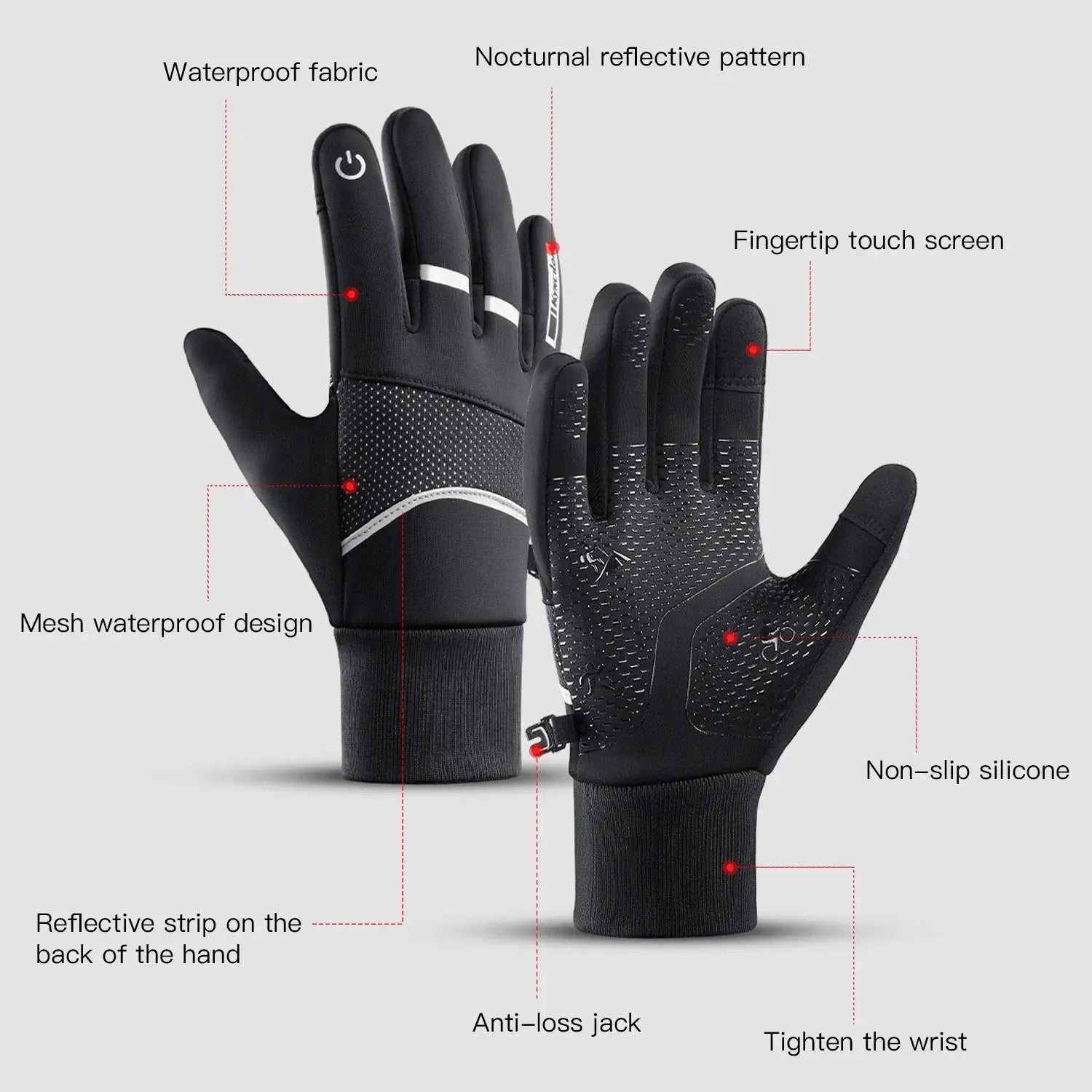 Kyncilor Winter Sports Cycling Gloves Waterproof Touchscreen