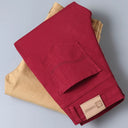 Spring Men's Slim Jeans Classic Style Straight Elasticity Cotton Denim Pants Male Brand Trousers Wine Red Black White