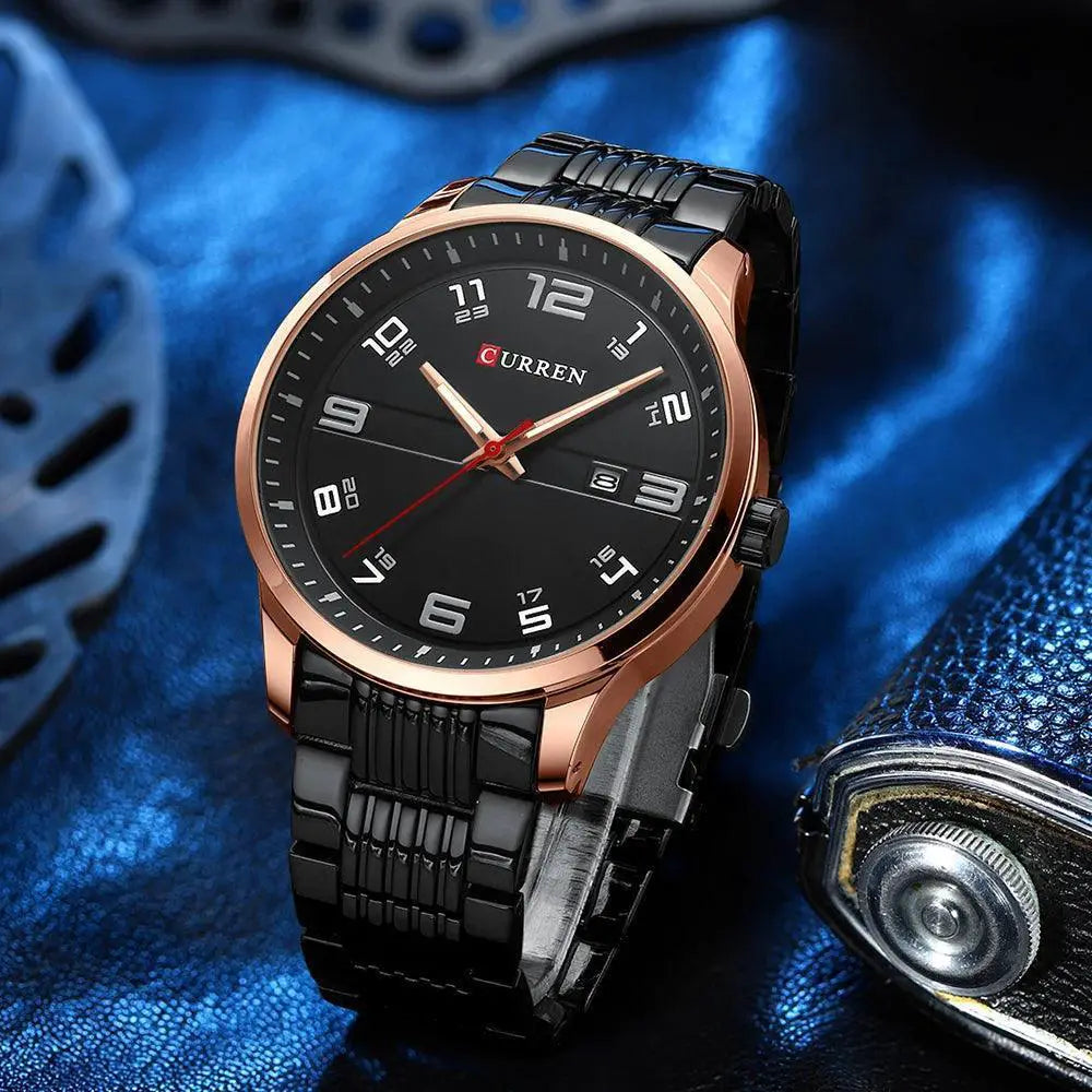 Stainless Steel Quartz Watch Timepiece Luminous Hands