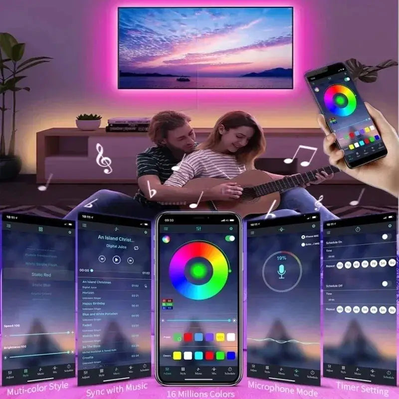 USB LED Strip Lights App Control Color Changing RGB 5050