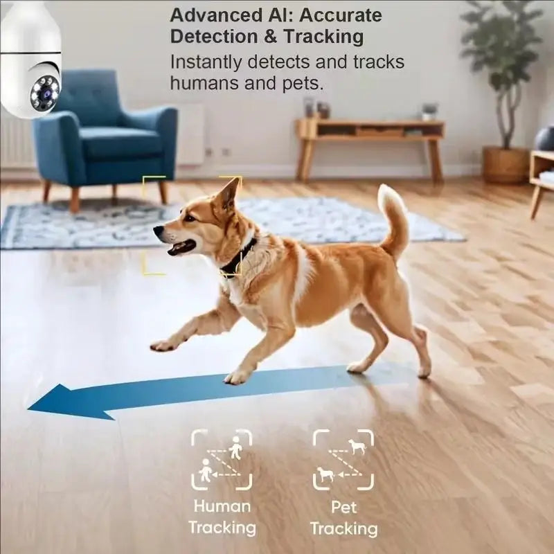 4G WiFi IP Camera E27 Bulb Cam 3MP Wireless Baby Monitor AI Tracking Security Video Surveillance Pet Cam SmartLife Indoor