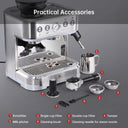 Espresso Machine with Grinder, Stainless Steel Coffee Machine