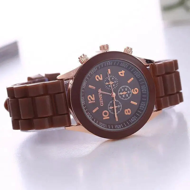 Luxury Womens Silicone Strap Quartz Watch Elegant Timepiece