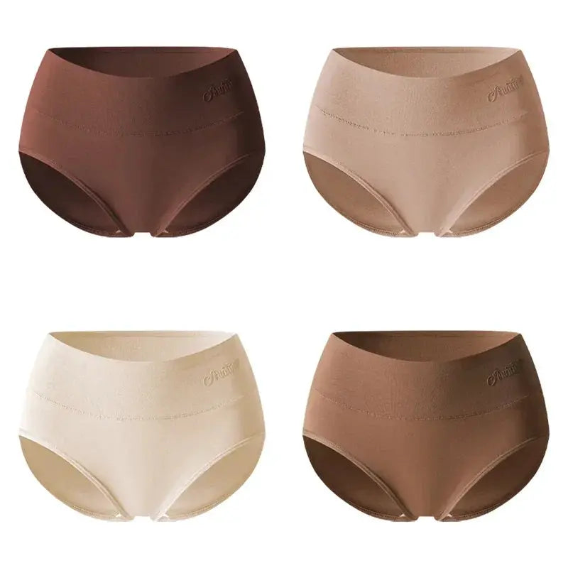 4 Pack High Waist Women Cotton Panties Body Shaper Underwear