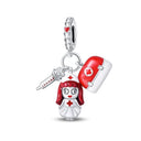 Sterling Silver Red Heart Shaped