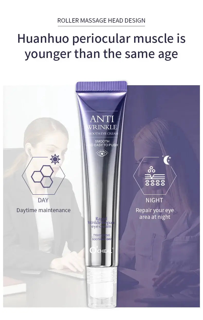 Anti Wrinkle Anti Dark Circle Eye Cream Roller Massager Moisturizing Eye Bags Anti Aging Hyaluronic Acid Eye Skin Care Products