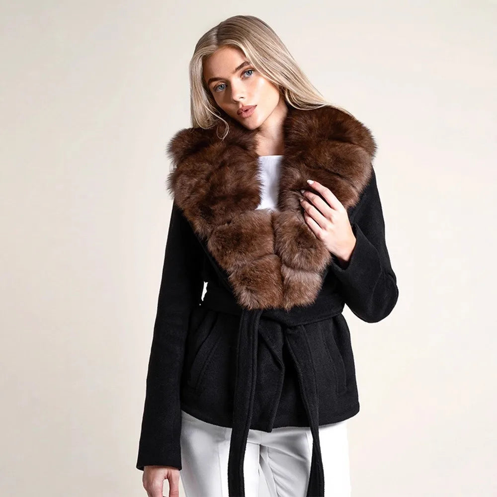 Notched Lapel Elegant Autumn Jacket