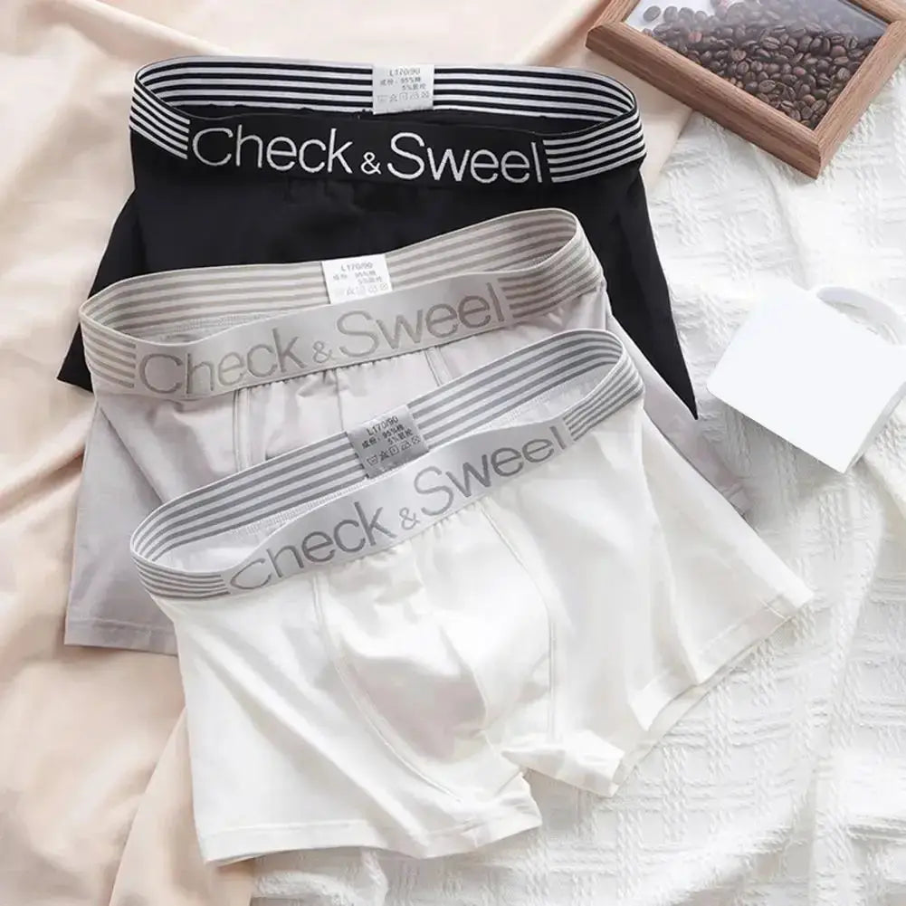 Mens Solid Colour Middle Waist Ice Silk Boxer Briefs