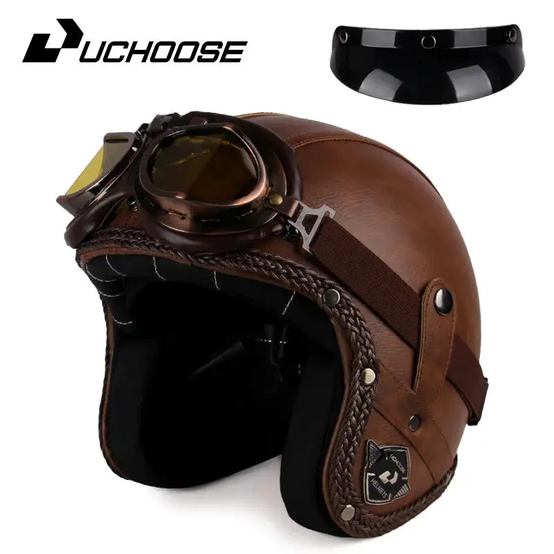 Retro Open Face Motorcycle Helmet — product view 10