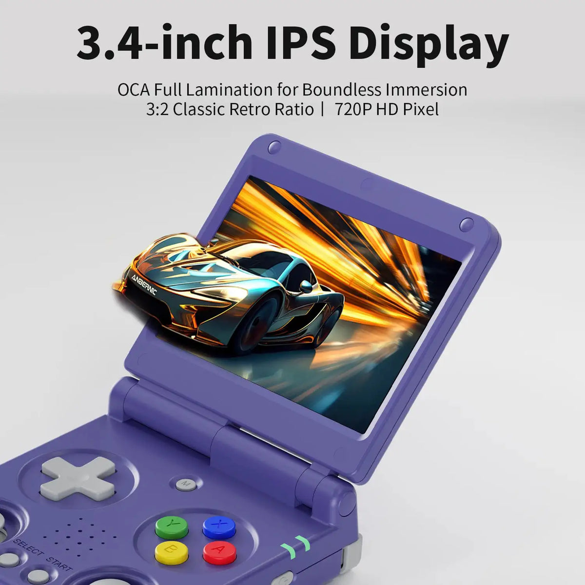 Anbernic RG34XXSP Flip Retro Handheld Game Console 3.4'' IPS 720*480 Screen Linux 64-bit 3300mAh Portable Games Player Supports Wifi Bluetooth HDMI connection to TV Streaming RG 34XXSP