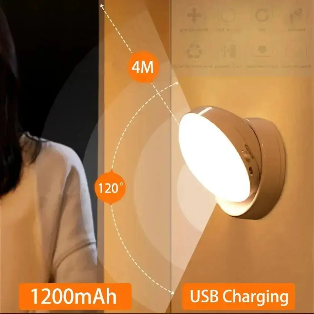 Night Lamp With Motion Sensor Night Light Rechargeable Wireless Led 360 Rotating Magnetic For Kitchen Room Bedside Table