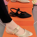 Women's Pointed Toe Heeled Sandals Summer Retro Chunky Heel