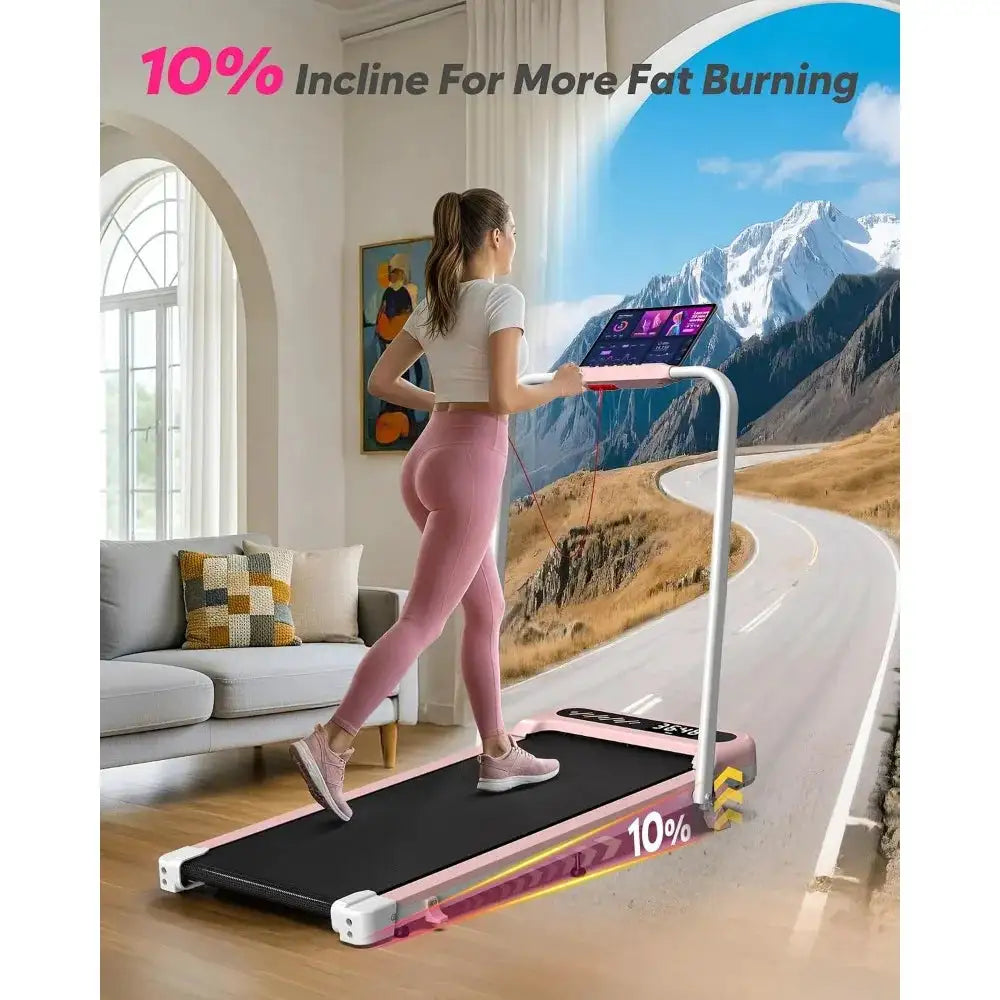 Folding Walking Pad: 10% Incline, Handle, 350 lbs, 3.0HP, 6.2 MPH, Portable Under Desk Treadmill for Home Office, App & Remote