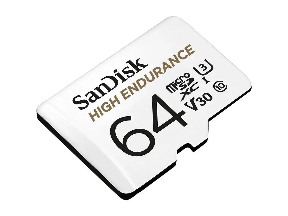 SanDisk 64GB High Endurance microSDHC C10, U3, V30, 4k UHD Memory Card with Adapter (SDSQQNR-064G-GN6IA)
