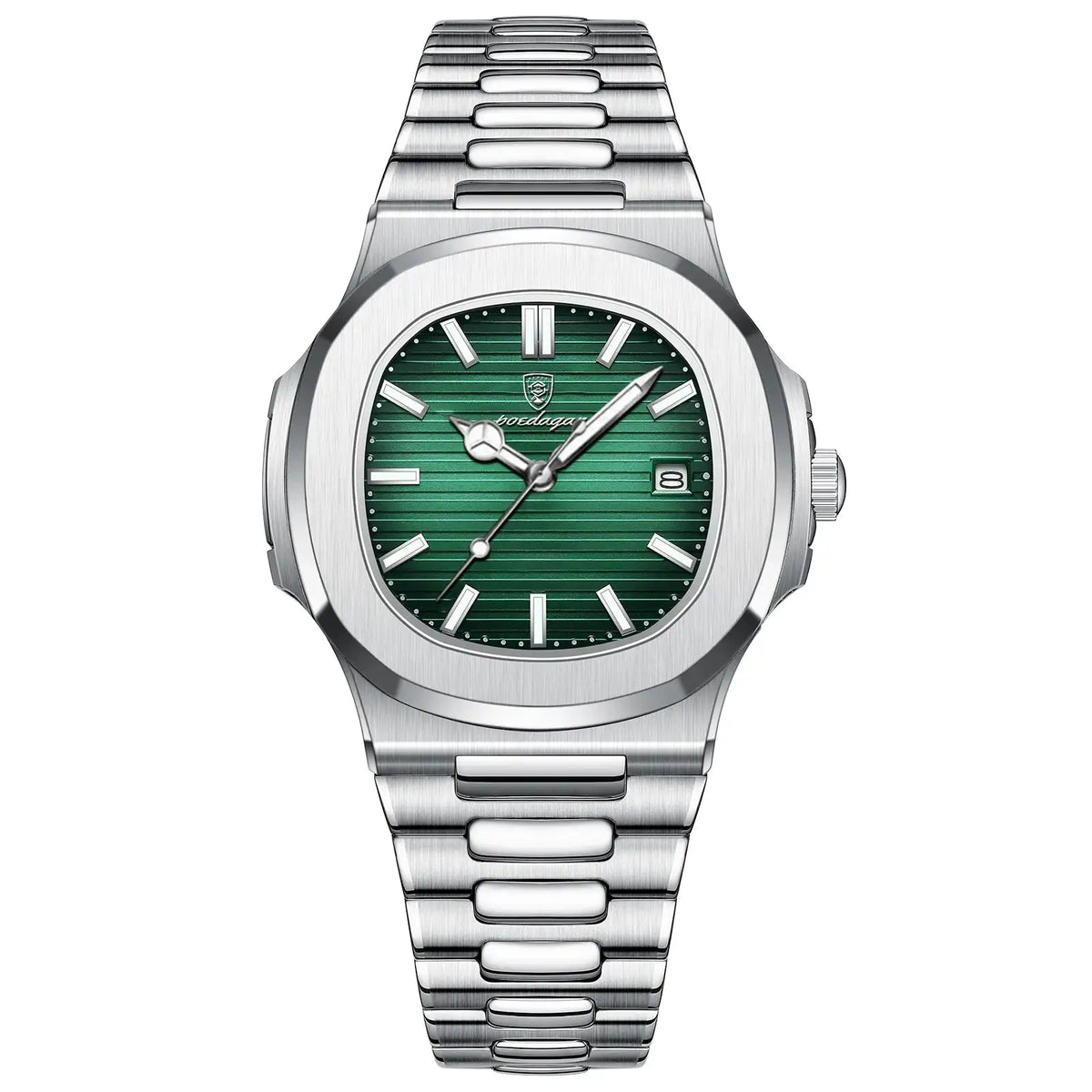 POEDAGAR Fashion Square Quartz Man Clock Waterproof Luminous Date Stainless Steel Watches For Men Luxury Business Men Wristwatch