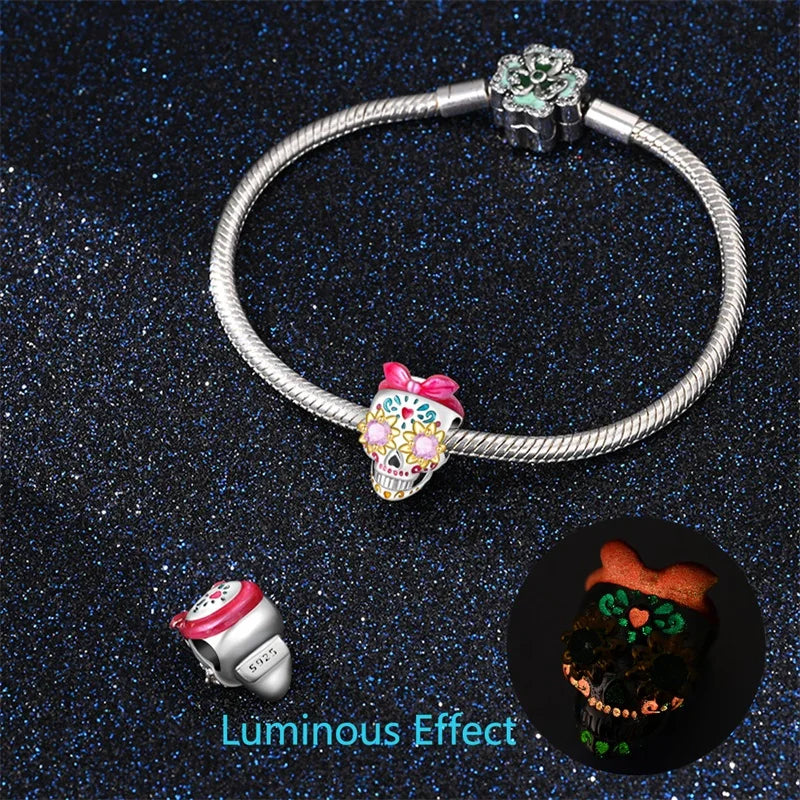 Sterling Silver Halloween Luminous Skull