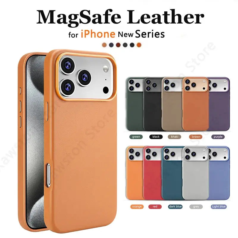 Luxury Magnetic Leather Case for Apple iPhone 18 17 Pro Max 16 13 12 14 15 Plus Official MacSafe for Magsafe I Phone Cover Etui