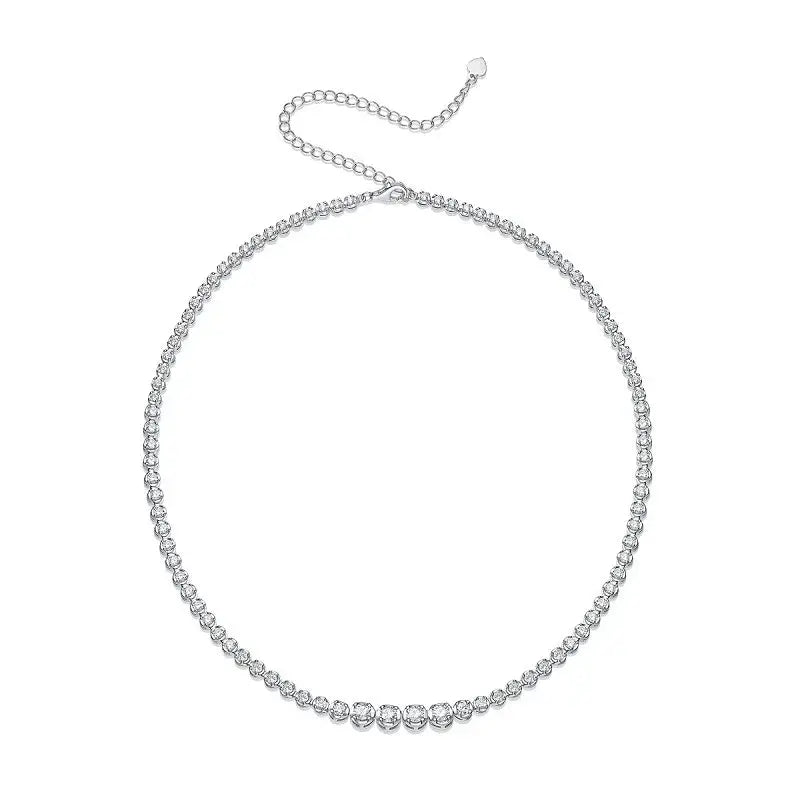 New S925 Silver Moissanite Collarbone Chain Necklace with Fashionable Temperament, Water Droplet Round Diamond Row Full Diamond Necklace, Suitable for Gift Giving, Parties and Weddings, Men and Women's and Holiday Wearing, th