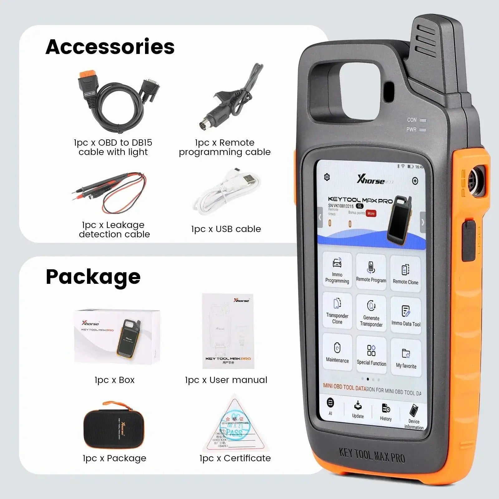 VVDI Key Tool Max Pro Programmer With Renew Cable Mini OBD