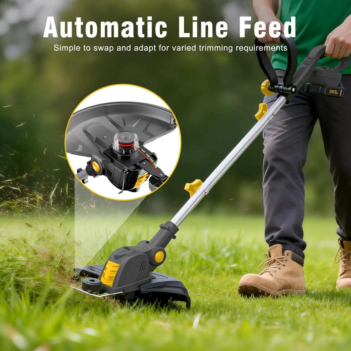 Cordless String Trimmer ° Rotatable Electric Lawn Mower — product view 5