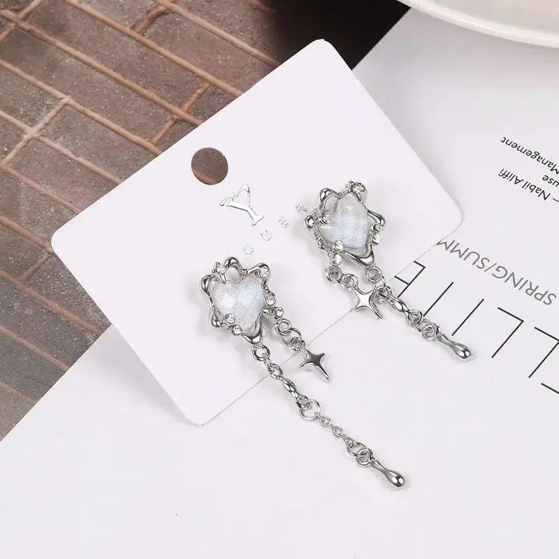 Heart Tassel Star Dangle Earrings for Trendy Parties
