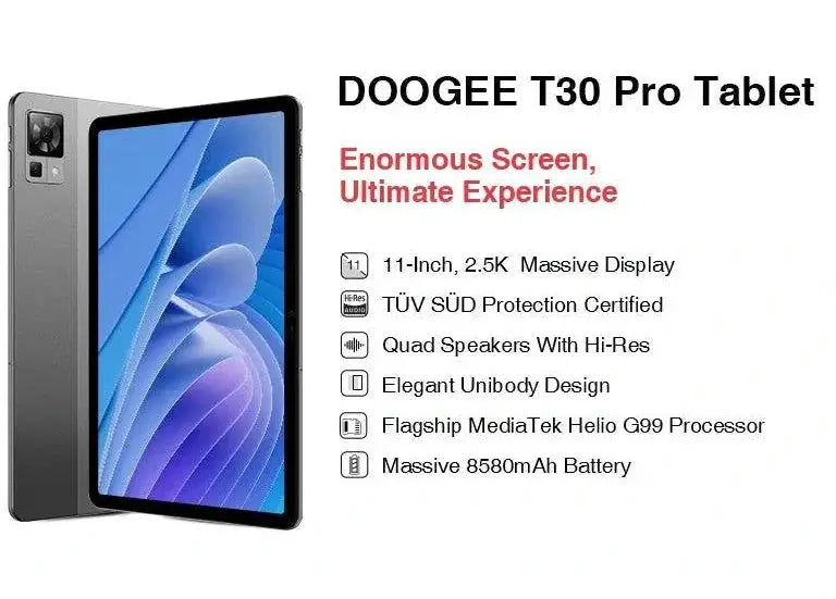 Doogee T30 Pro 11 Inch Tablet 2.5K 8GB RAM 256GB Storage
