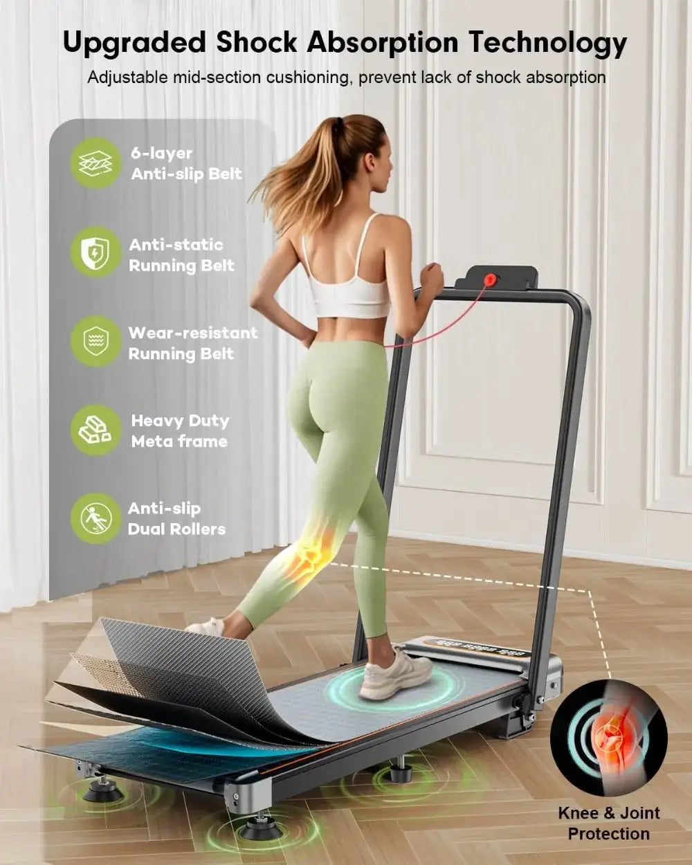 Folding Walking Pad With 15% Incline, RGB Light, Dual Screen, 3.5HP Treadmill For Home, 350Lbs Capacity, Smart App