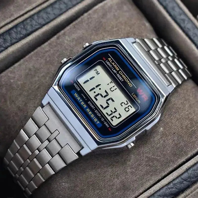 Vintage Stainless Steel Link Digital Watch Classic Elegance