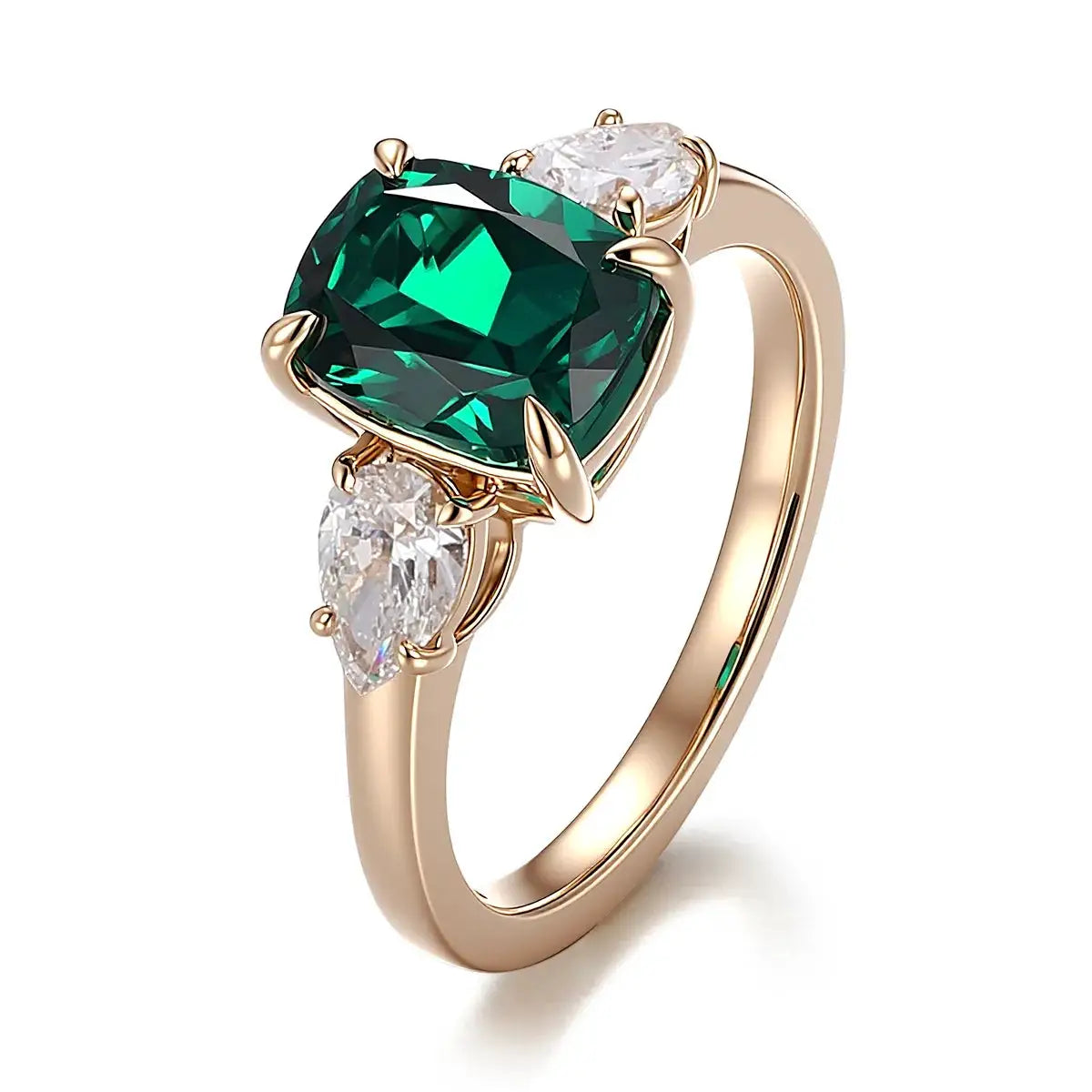 Elegant Emerald Three Stone Ring — product image 4