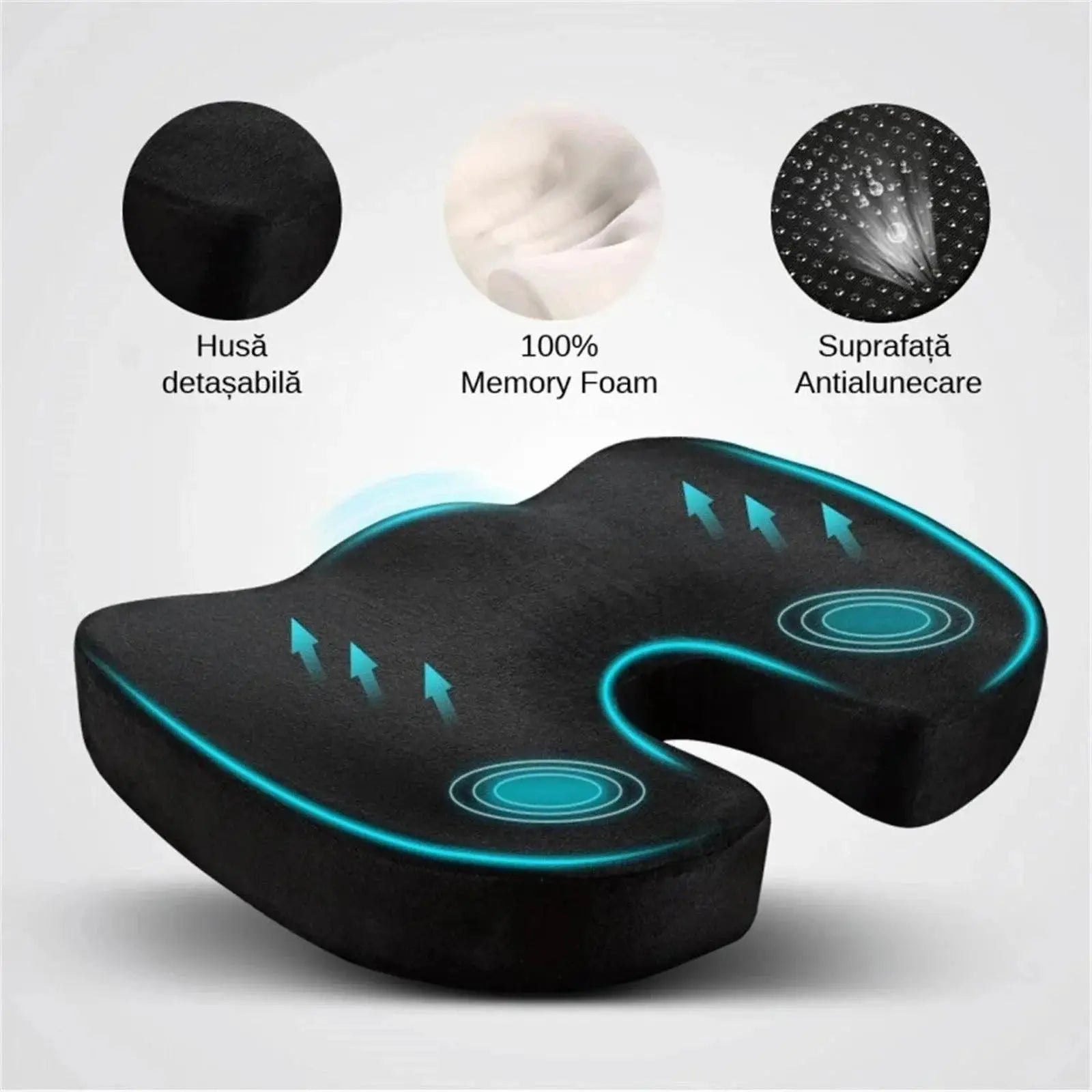 Ergonomic Memory Foam Coccyx U Shaped Seat Cushion Comfort
