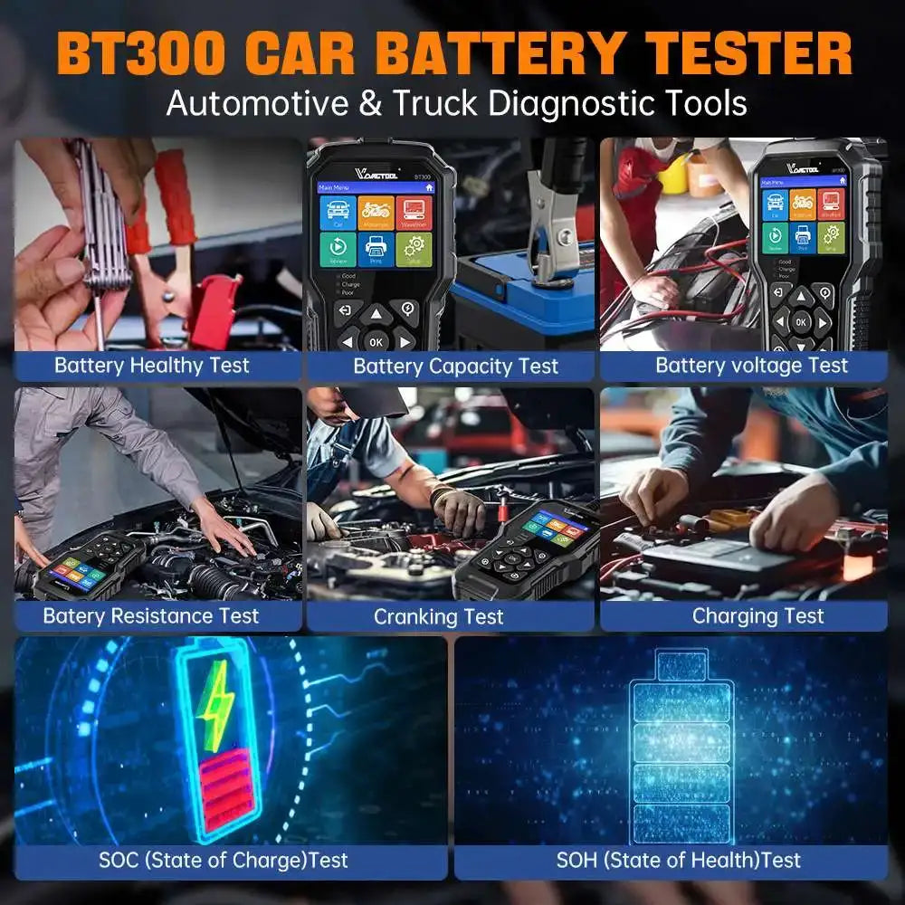 2026 New VDIAGTOOL BT300 5-3000 CCA Car Battery Tester 6V/12V Battery System Detect Auto Battery Analyzer Car Battery Tool