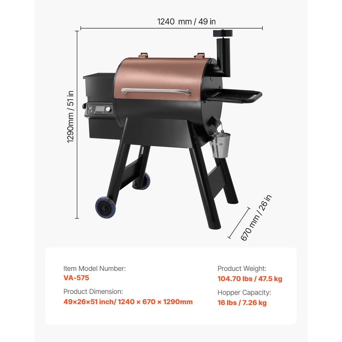 SucceBuy Wood Pellet Grill Smoker in BBQ Grills for Outdoor — product view 8