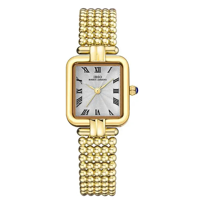 Luxurious Square Dial Silver Steel Womens Watch Timeless