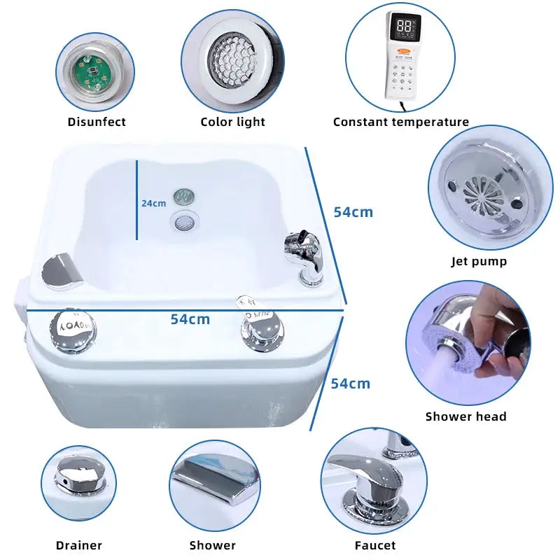 Electric Foot Spa Basin Salon Massager Footbath Spa Vibrating Whirlpool Care With Temperature Control & Shower Head