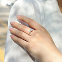 Sterling Silver Silver Moissanite Three Stone Ring