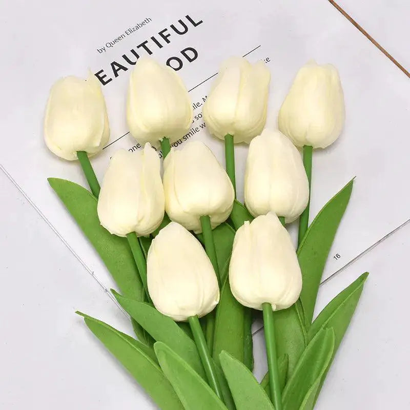 Lifelike Tulip Bouquet for Home Decor — Sky Blue