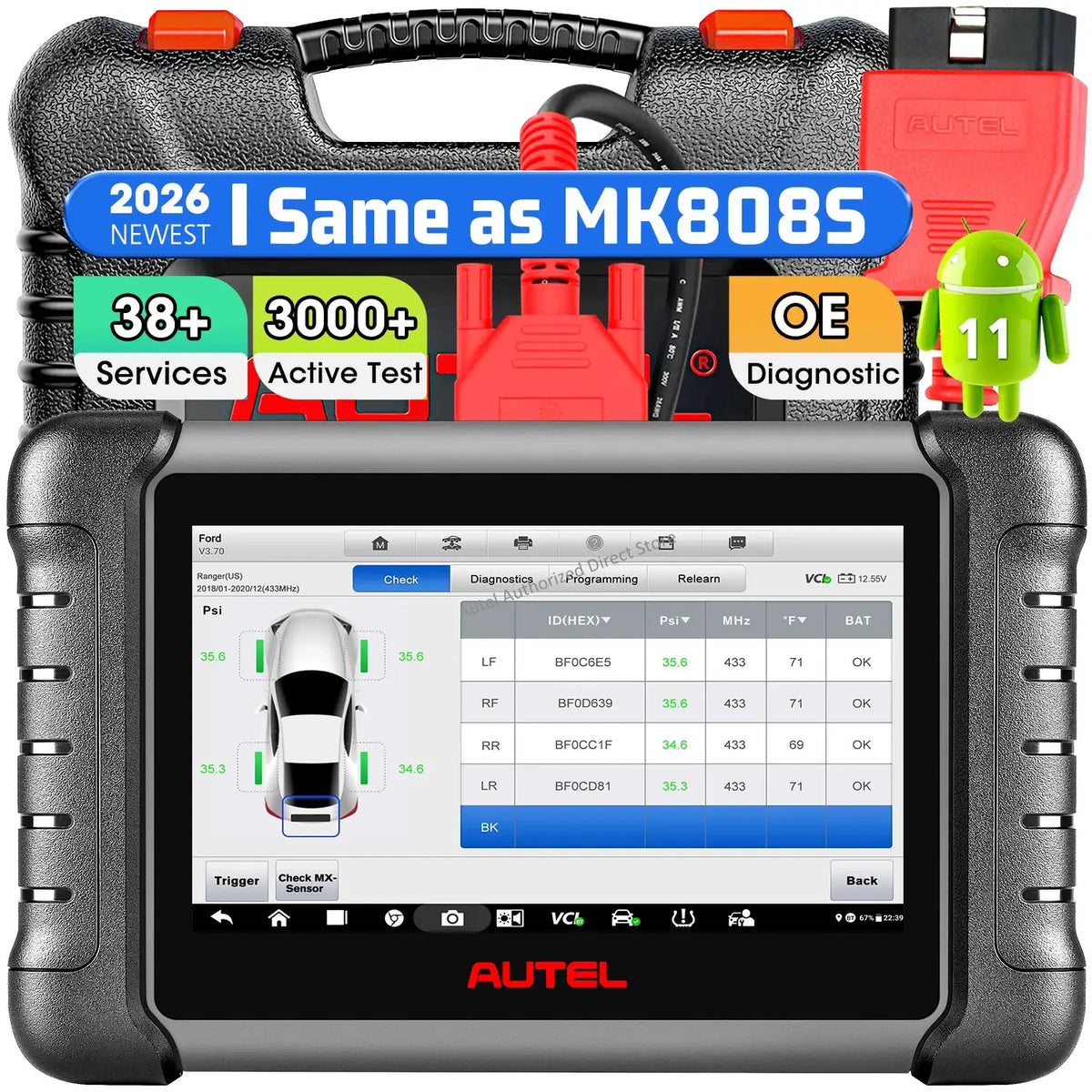 Autel MaxiCheck MX808S OBD2 Scanner Car Diagnostic Tool Code Reader 3000+ Active Test, 36+ Services, US Version of MK808S/MK808Z