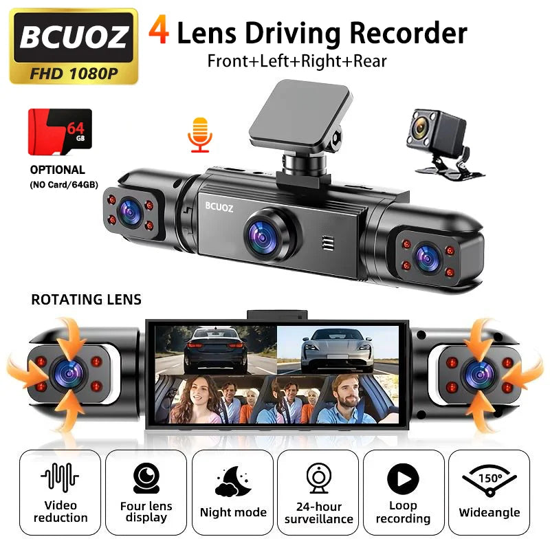 BCUOZ ° Dashcam, Front + Built-in Rear Left and Right — product view 1