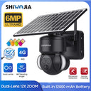 SHIWOJIA 6MP Solar Camera 4G Sim Card Outdoor 12X Zoom